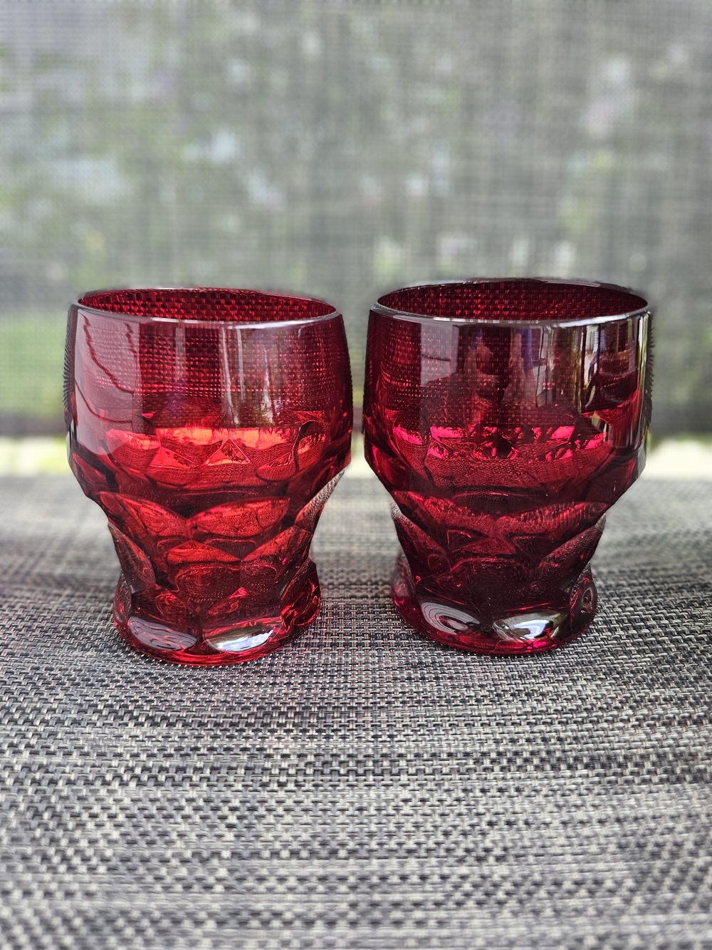 Viking Georgian Glasses Set of 2 Flat Tumblers Ruby Red Christmas 14 oz 5.25"